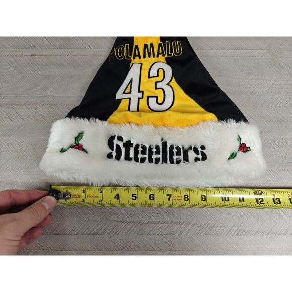 Troy Polamalu #43 Santa Hat Embroidered Black Christmas Pittsburgh Steelers NFL - Picture 9 of 10